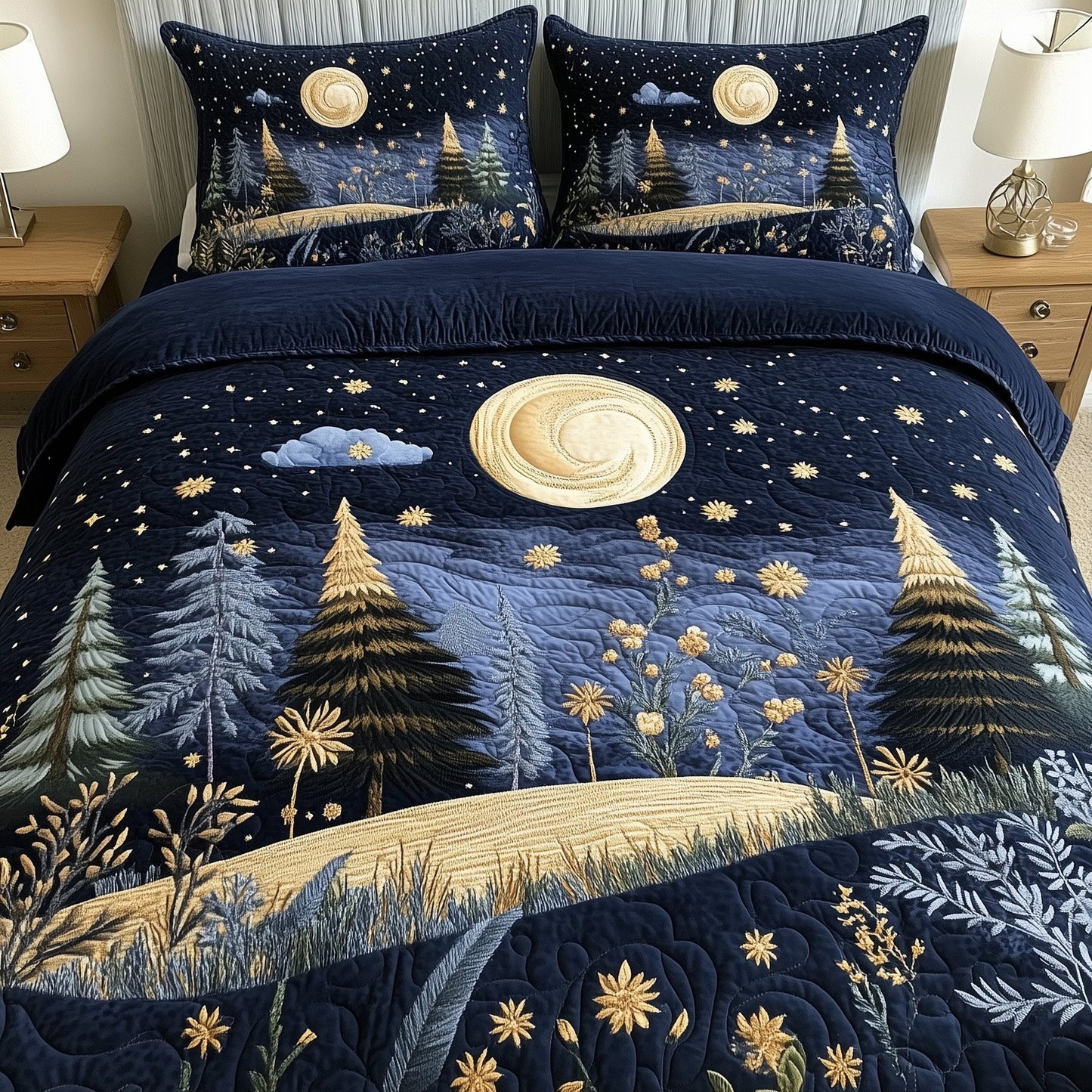 Twilight Forest Meadow 3-Piece Quilted Bedding Set GFTOTL3374