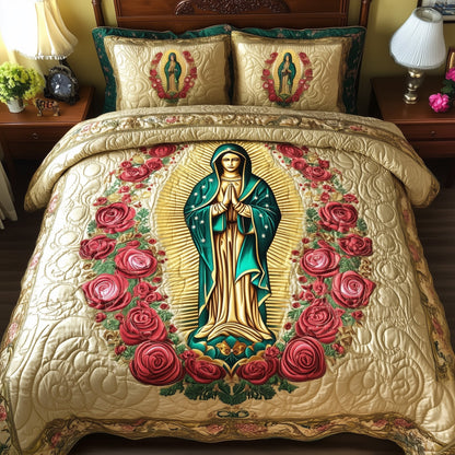 Virgen De Guadalupe 3-Piece Quilted Bedding Set GFTOTL3390