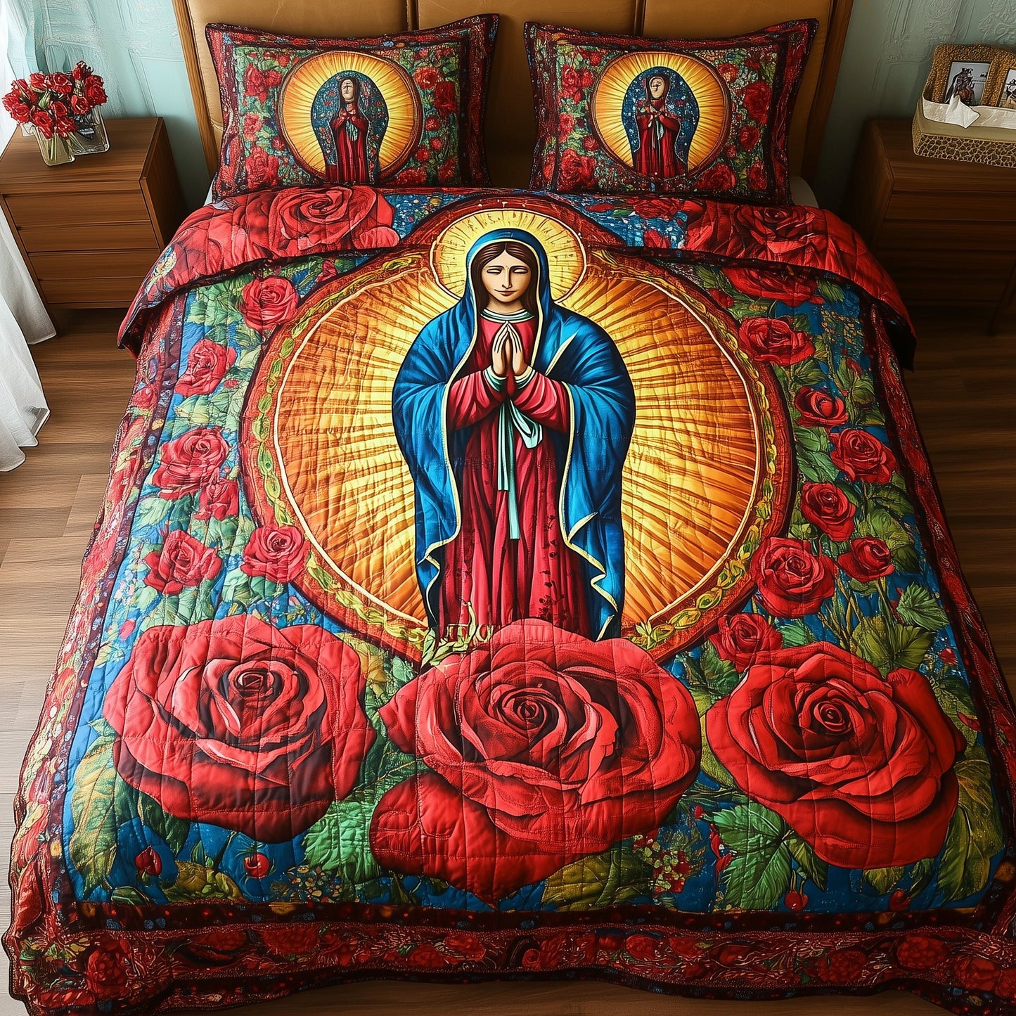 Virgen De Guadalupe 3-Piece Quilted Bedding Set GFTOTL3392