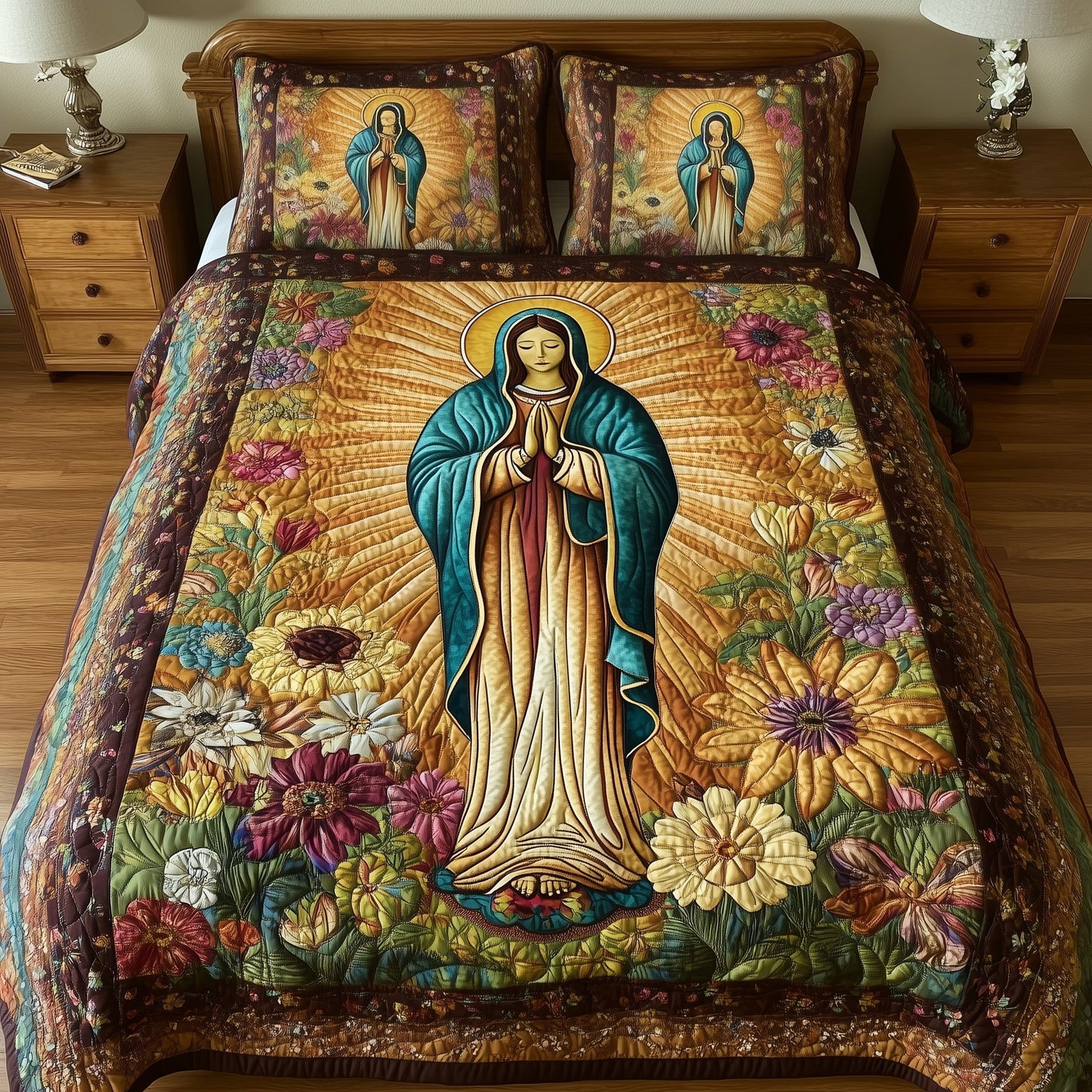 Virgen De Guadalupe 3-Piece Quilted Bedding Set GFTOTL3395