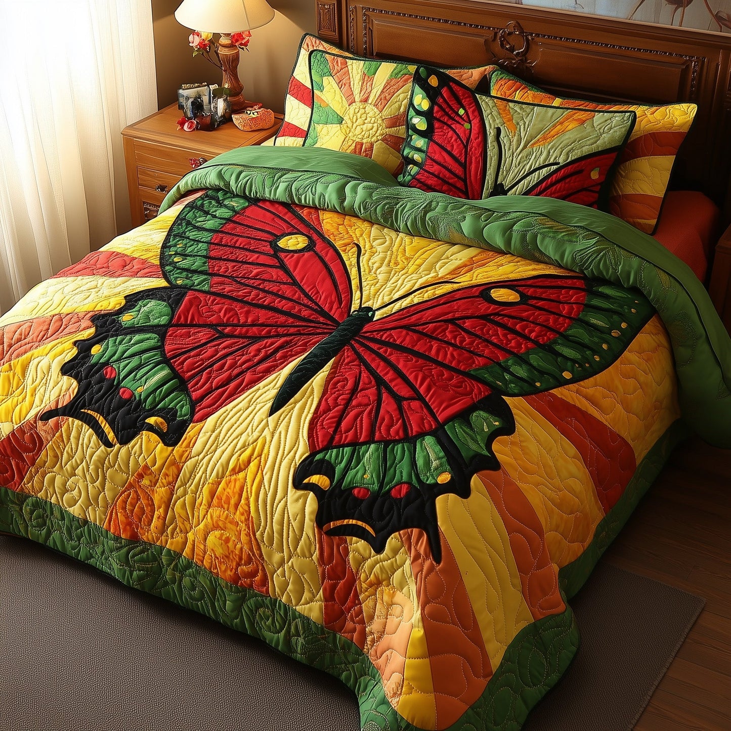 Juneteenth Butterfly 3-Piece Quilted Bedding Set GFTOTL3419