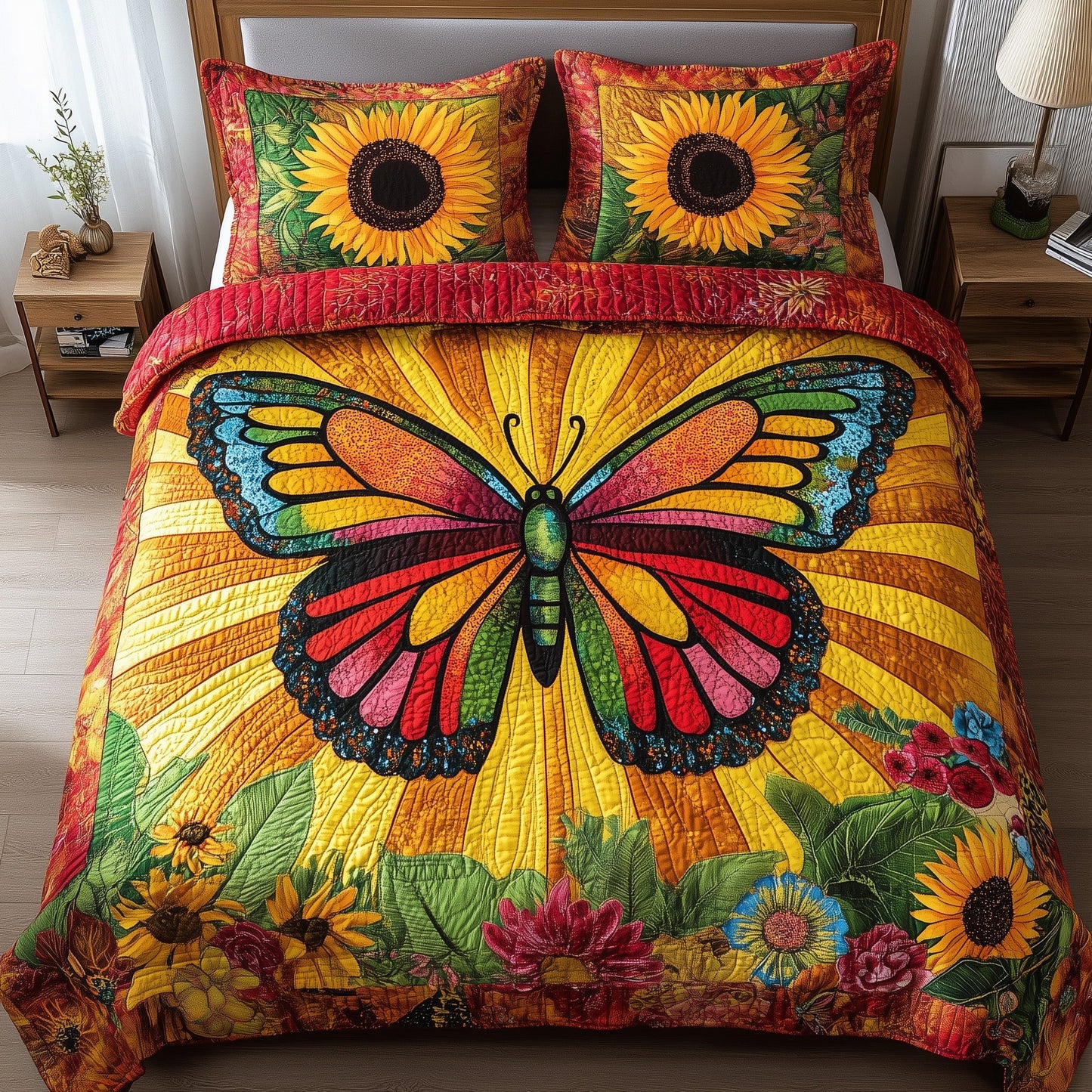 Shining Butterfly 3-Piece Quilted Bedding Set GFTOTL3421