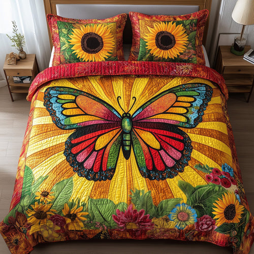 Shining Butterfly 3-Piece Quilted Bedding Set GFTOTL3421
