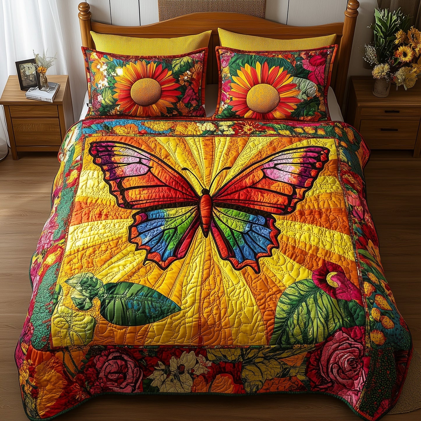 Shining Butterfly 3-Piece Quilted Bedding Set GFTOTL3423