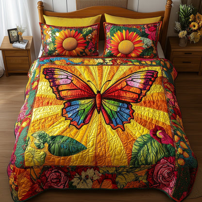 Shining Butterfly 3-Piece Quilted Bedding Set GFTOTL3423