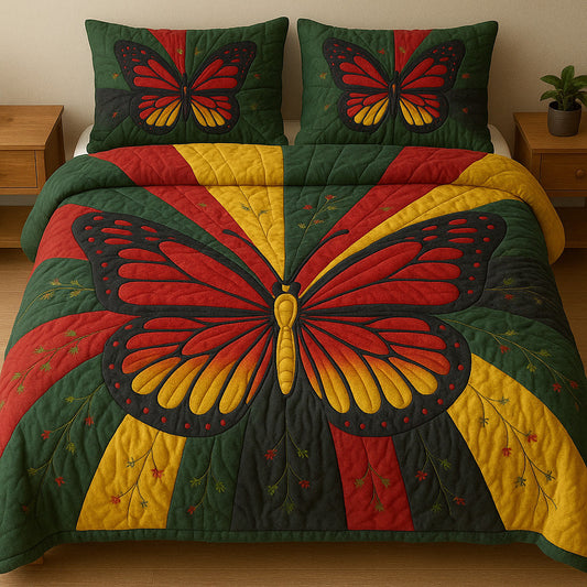 Juneteenth Butterfly 3-Piece Quilted Bedding Set GFTOTL3425