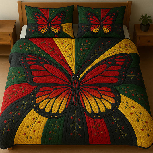 Juneteenth Butterfly 3-Piece Quilted Bedding Set GFTOTL3426