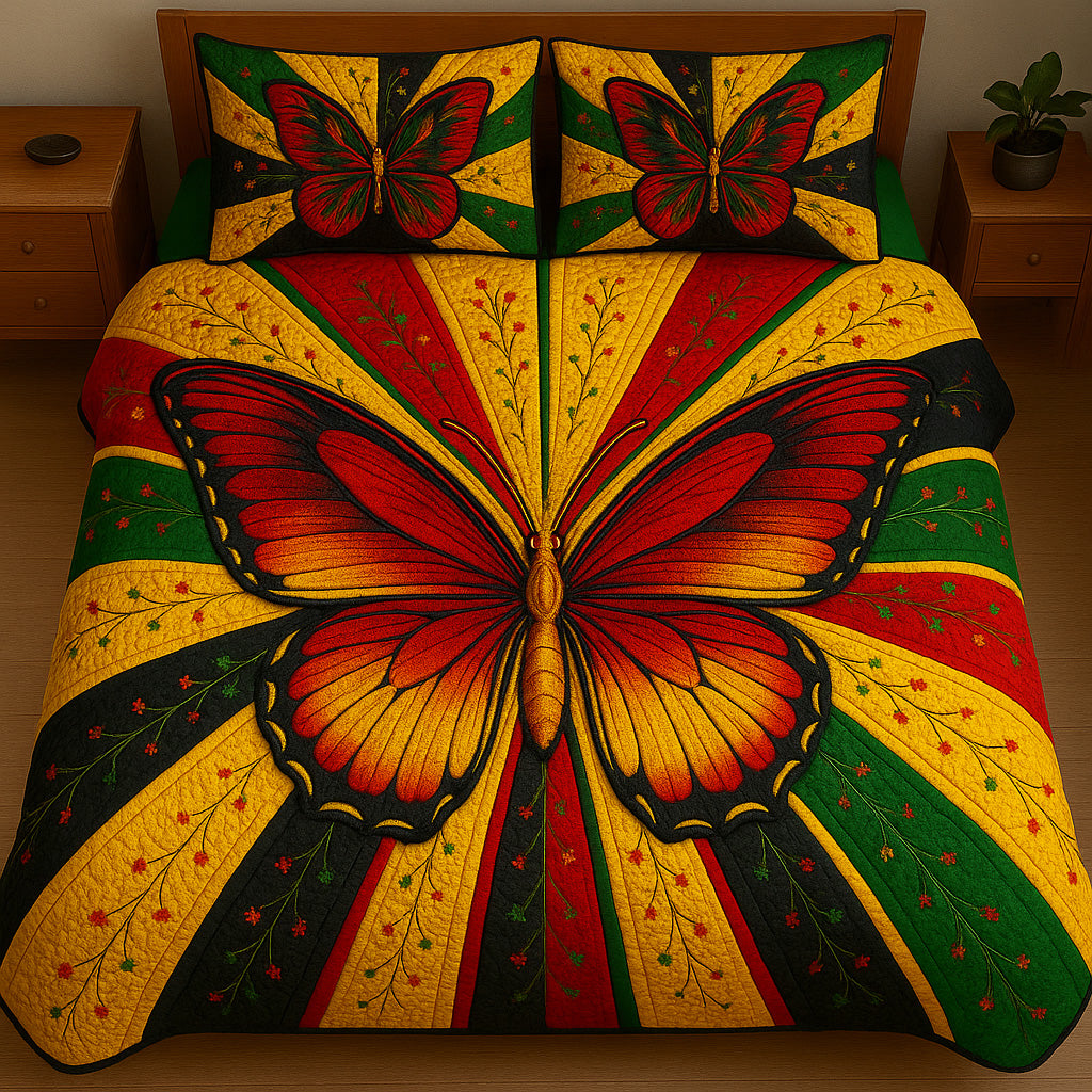 Juneteenth Butterfly 3-Piece Quilted Bedding Set GFTOTL3427