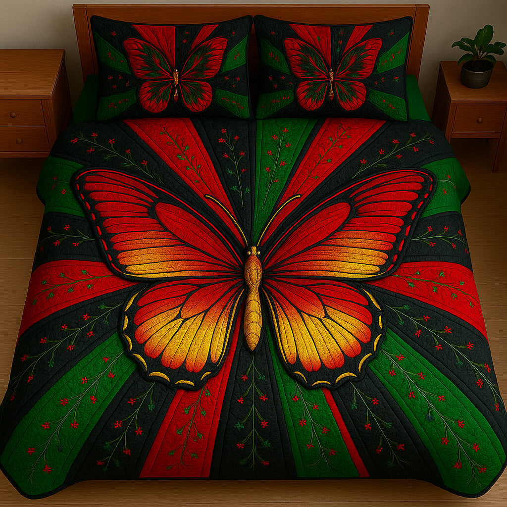 Juneteenth Butterfly 3-Piece Quilted Bedding Set GFTOTL3428