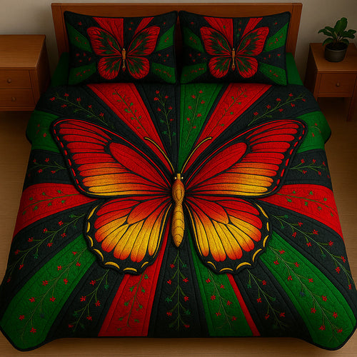 Juneteenth Butterfly 3-Piece Quilted Bedding Set GFTOTL3428