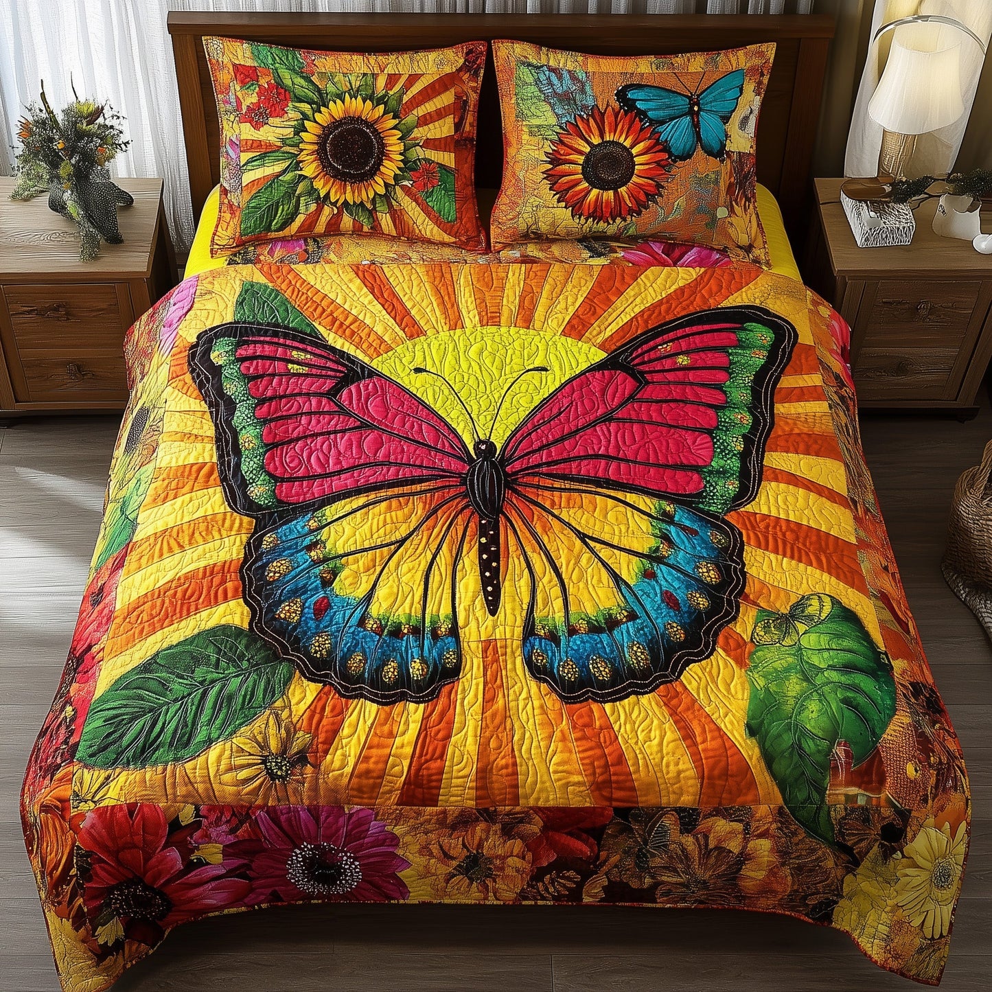 Shining Butterfly 3-Piece Quilted Bedding Set GFTOTL3430
