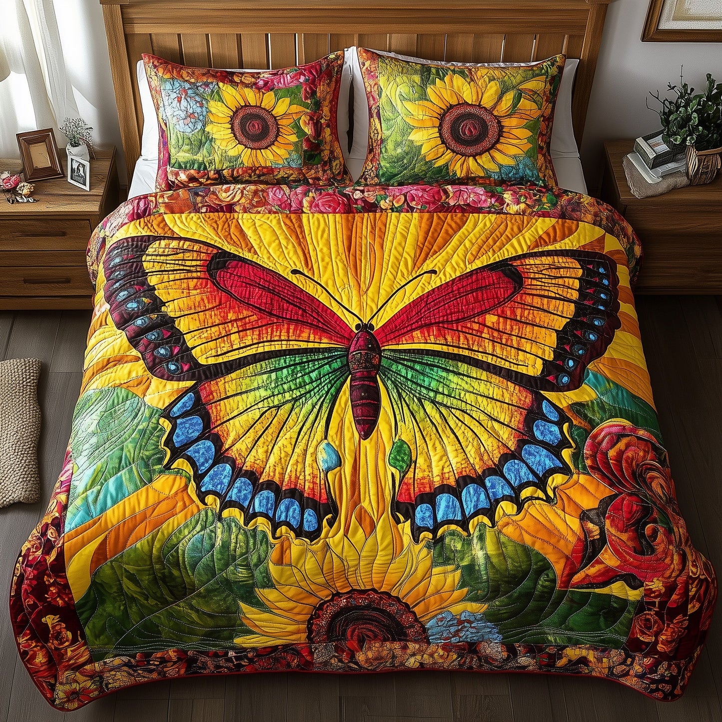 Shining Butterfly 3-Piece Quilted Bedding Set GFTOTL3431