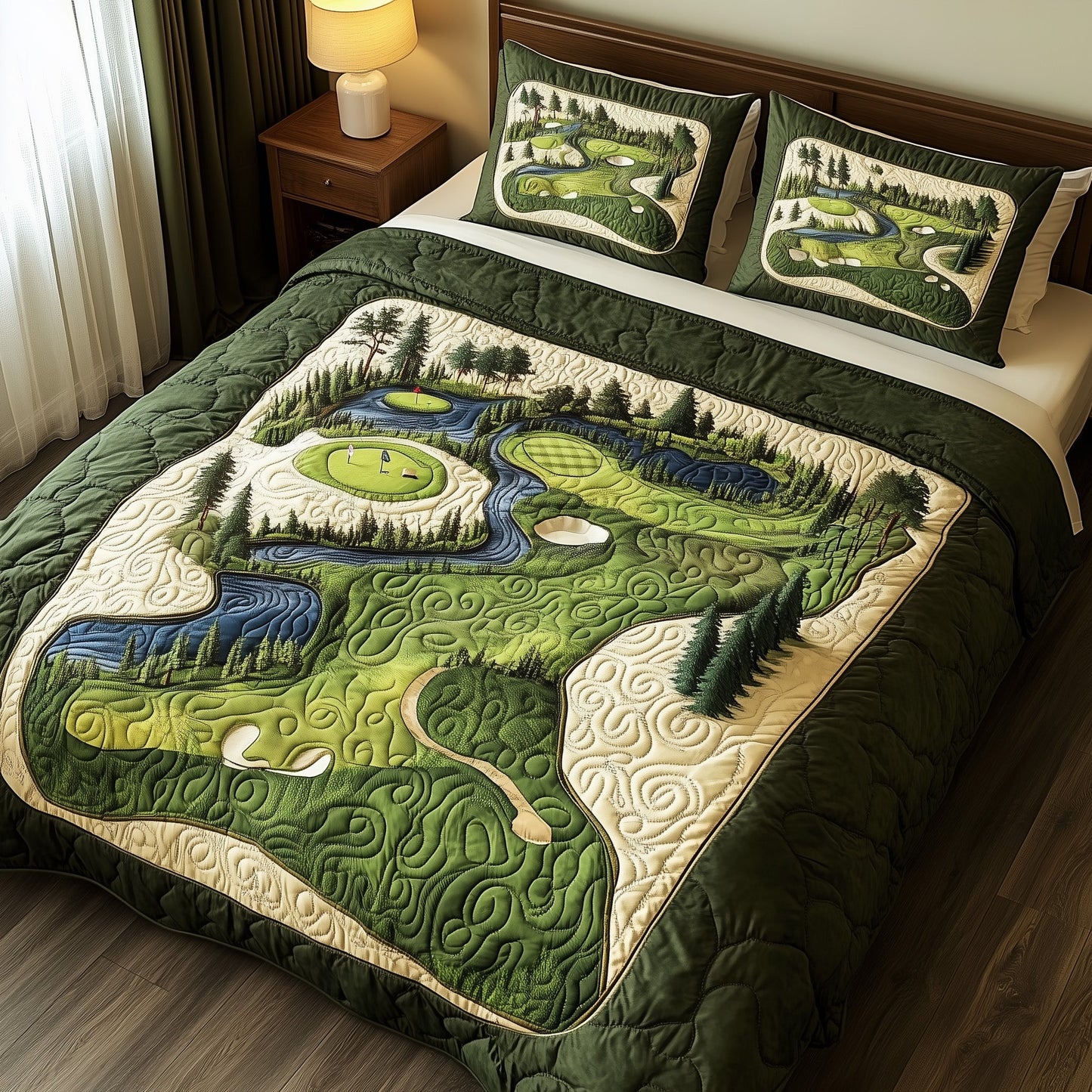 Green Dream 3-Piece Quilted Bedding Set GFTOTL3615