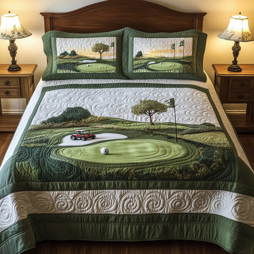 18th Hole 3-Piece Quilted Bedding Set GFTOTL3650