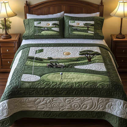 18th Hole 3-Piece Quilted Bedding Set GFTOTL3653