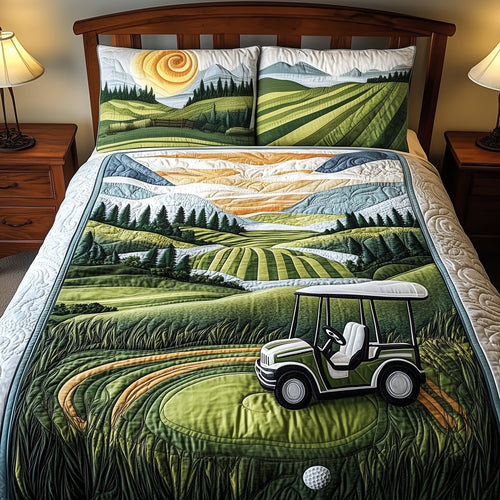 18th Hole Sunset 3-Piece Quilted Bedding Set GFTOTL3654