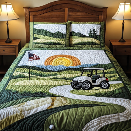 18th Hole Sunset 3-Piece Quilted Bedding Set GFTOTL3655