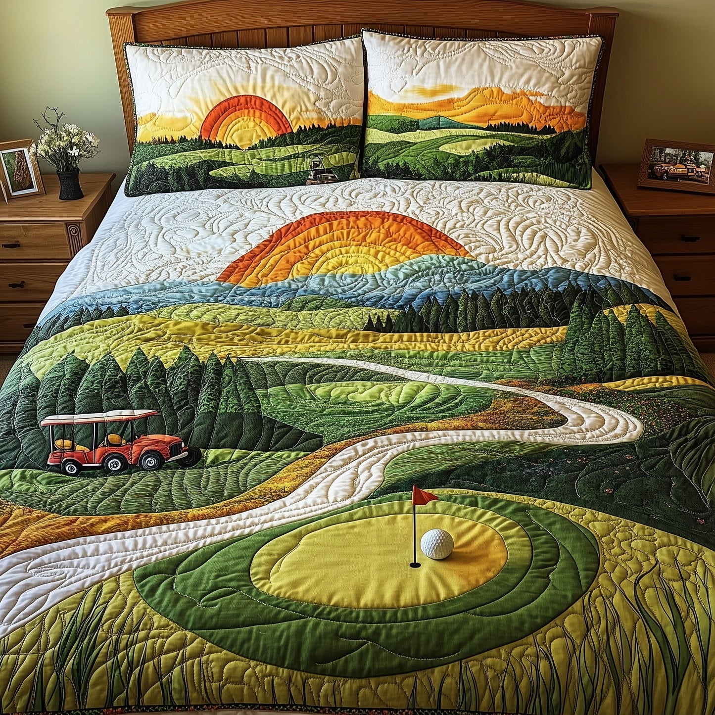 18th Hole Sunset 3-Piece Quilted Bedding Set GFTOTL3656