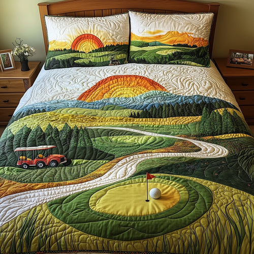 18th Hole Sunset 3-Piece Quilted Bedding Set GFTOTL3656