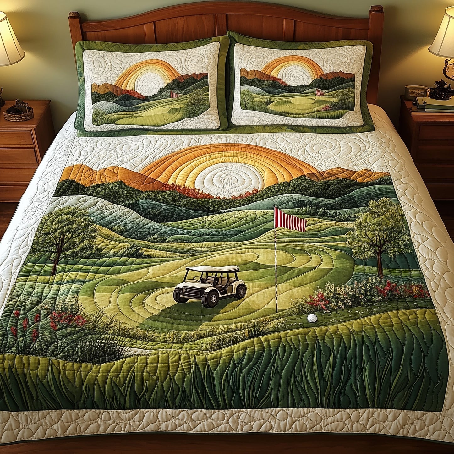 18th Hole Sunset 3-Piece Quilted Bedding Set GFTOTL3658