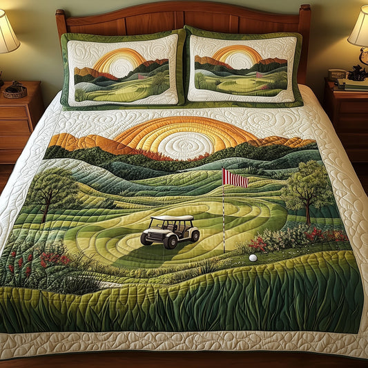 18th Hole Sunset 3-Piece Quilted Bedding Set GFTOTL3658