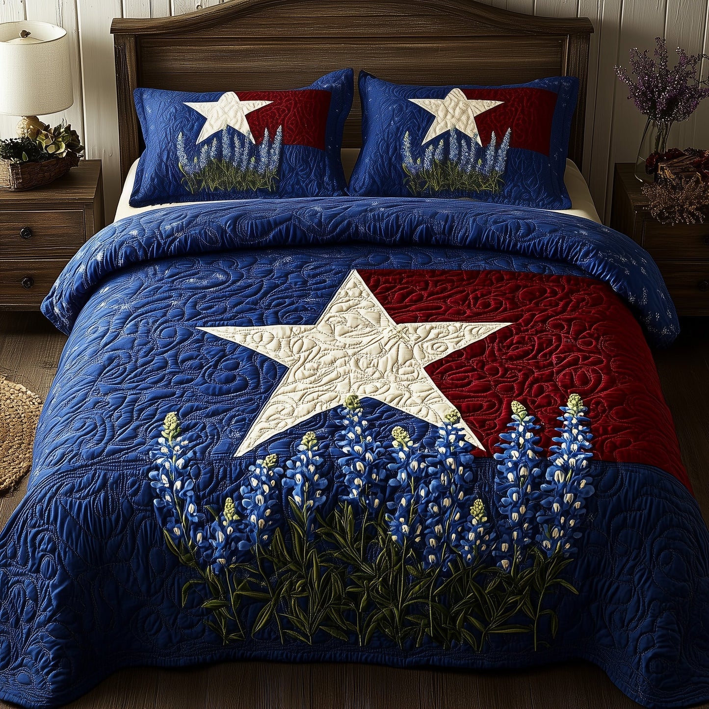 Lone Star Blossoms 3-Piece Quilted Bedding Set GFTOTL3661