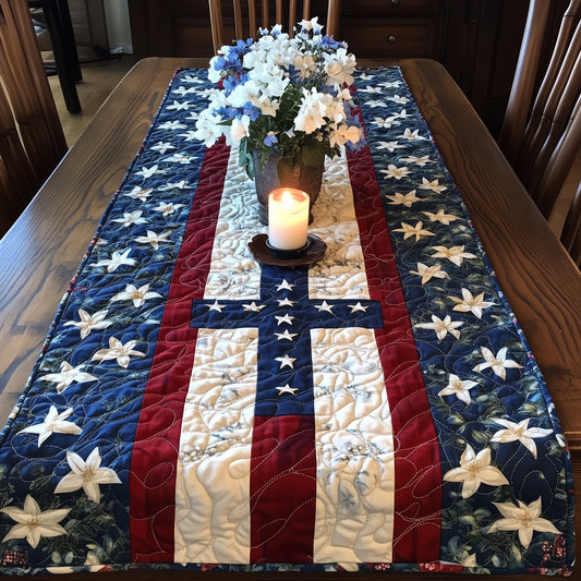 Flag and Flowers Quilted Table Runner GFTOTL3690