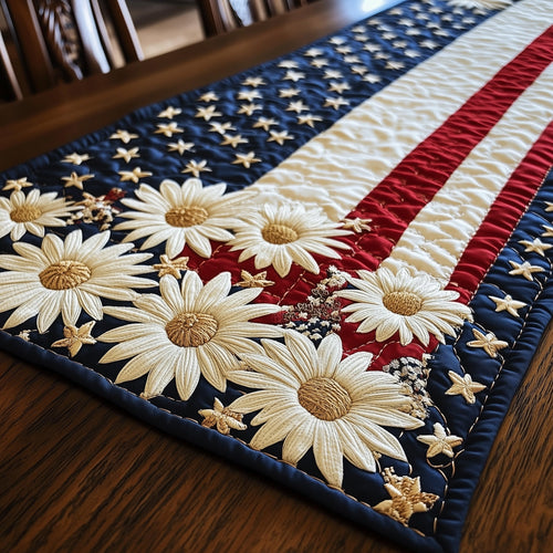 Flag and Flowers Quilted Table Runner GFTOTL3696