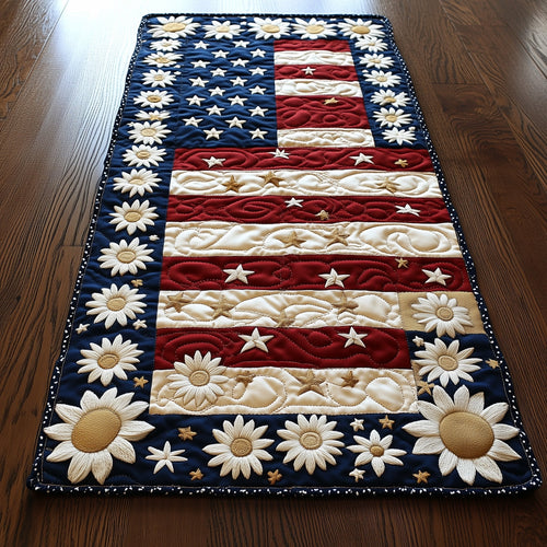 Flag and Flowers Quilted Table Runner GFTOTL3699