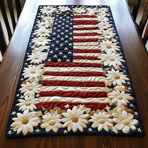 Flag and Flowers Quilted Table Runner GFTOTL3700