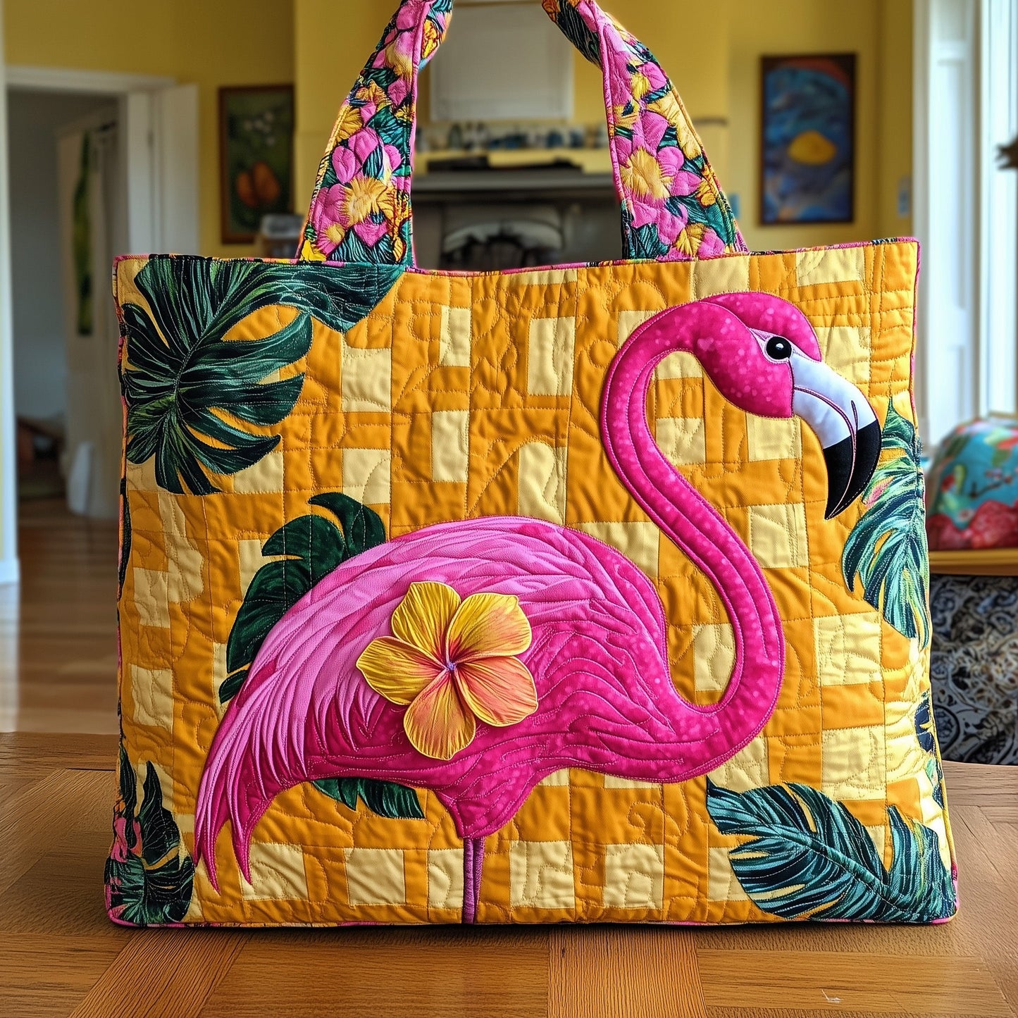 Tropical Flamingo Quilted Tote Bag GFTOTL3753