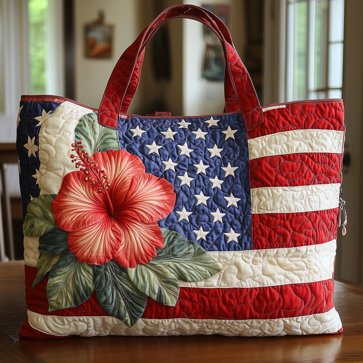 Hibiscus Glory Quilted Tote Bag GFTOTL3779