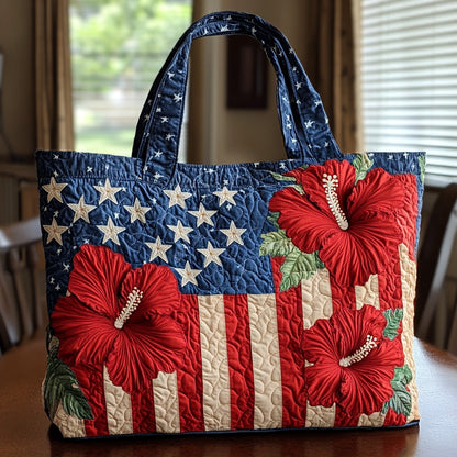 Stars Stripes and Hibiscus Quilted Tote Bag GFTOTL3786