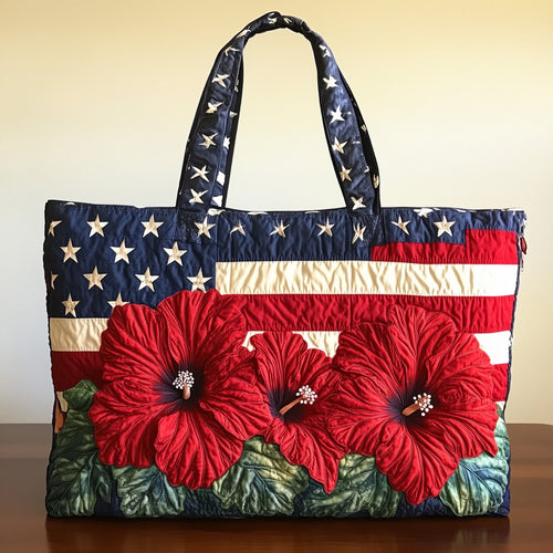 Stars Stripes and Hibiscus Quilted Tote Bag GFTOTL3788