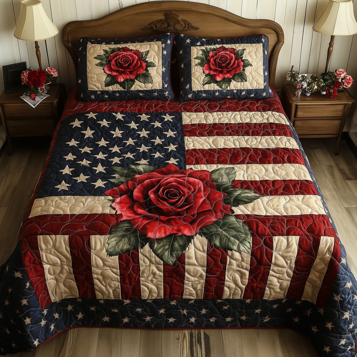 Rose and Glory 3-Piece Quilted Bedding Set GFTOTL3790