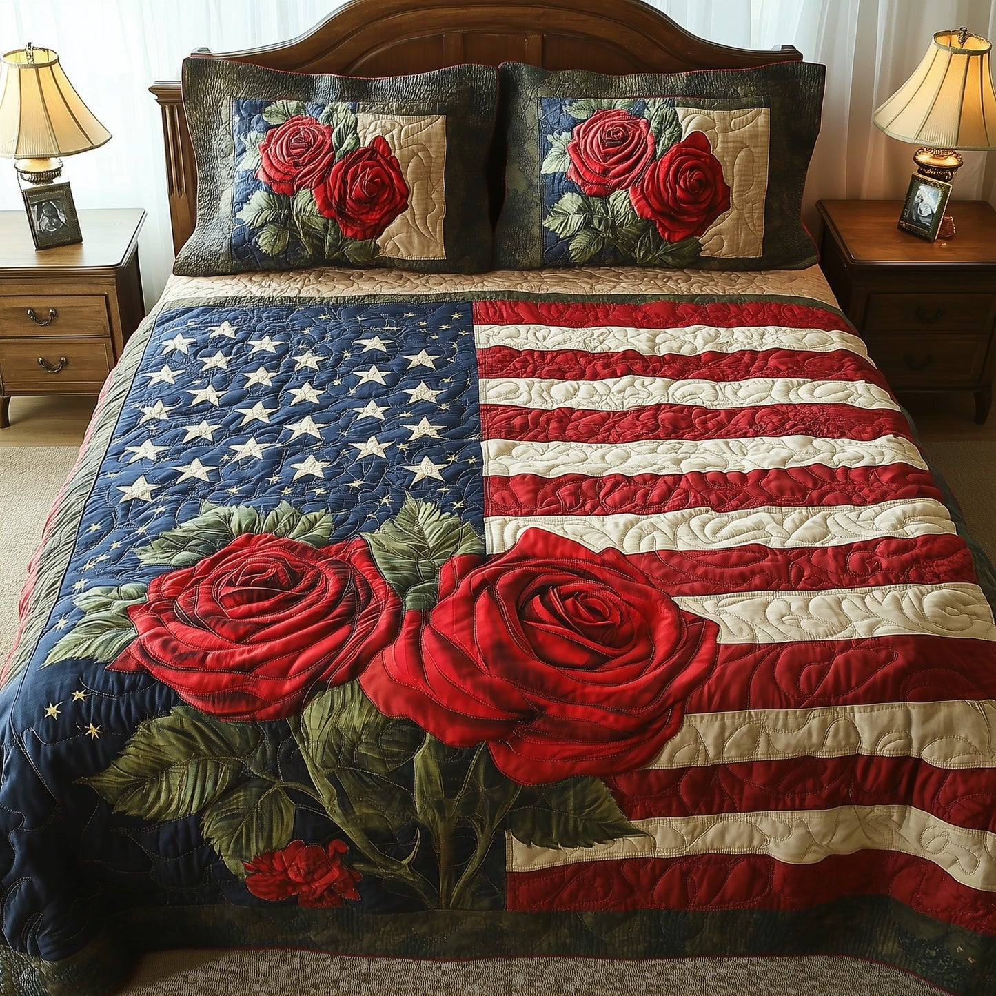 Rose and Glory 3-Piece Quilted Bedding Set GFTOTL3791