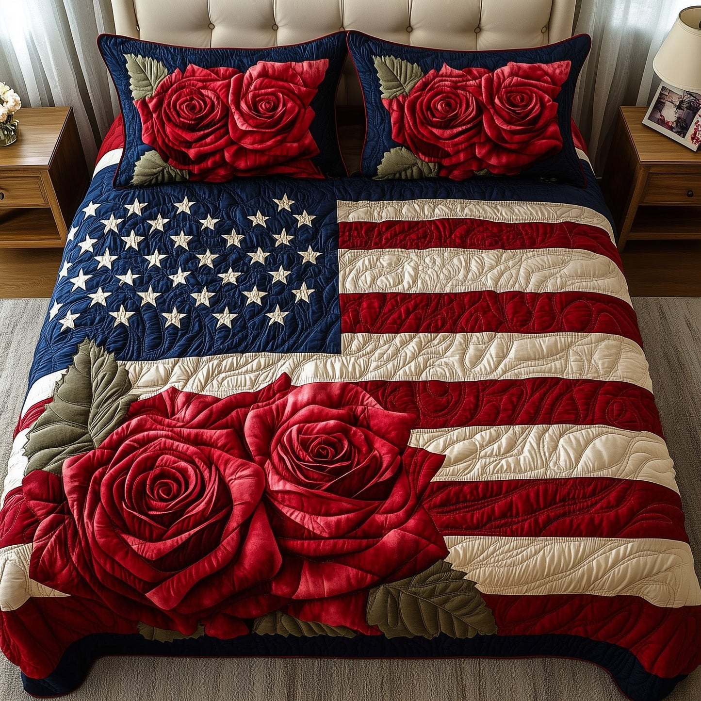 Rose and Glory 3-Piece Quilted Bedding Set GFTOTL3793