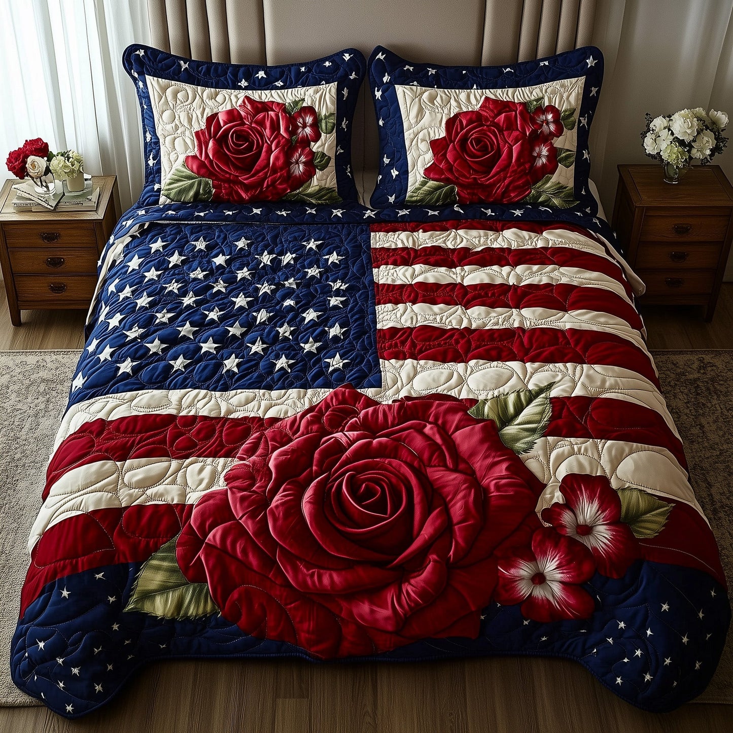 Rose and Glory 3-Piece Quilted Bedding Set GFTOTL3794