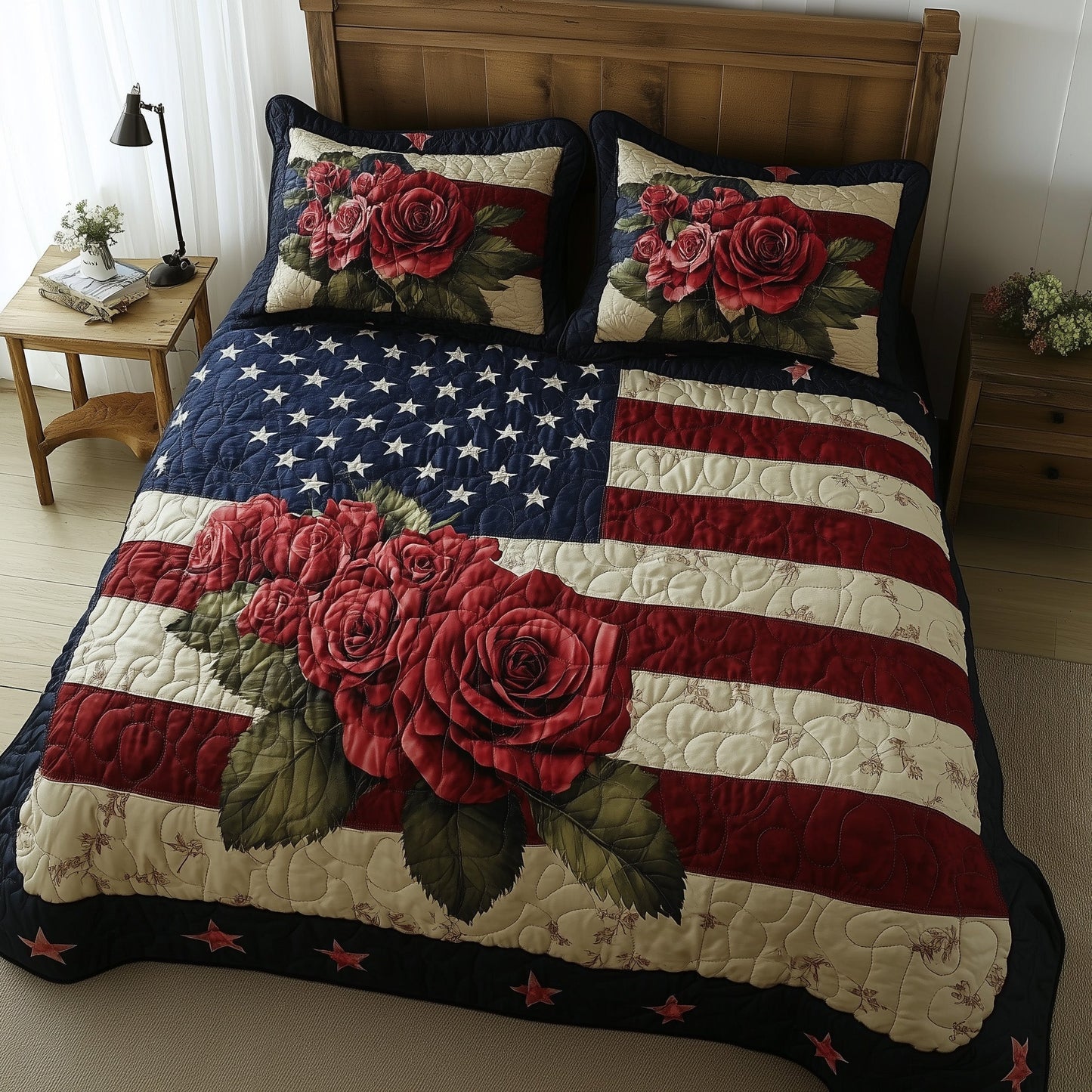 Rose and Glory 3-Piece Quilted Bedding Set GFTOTL3795