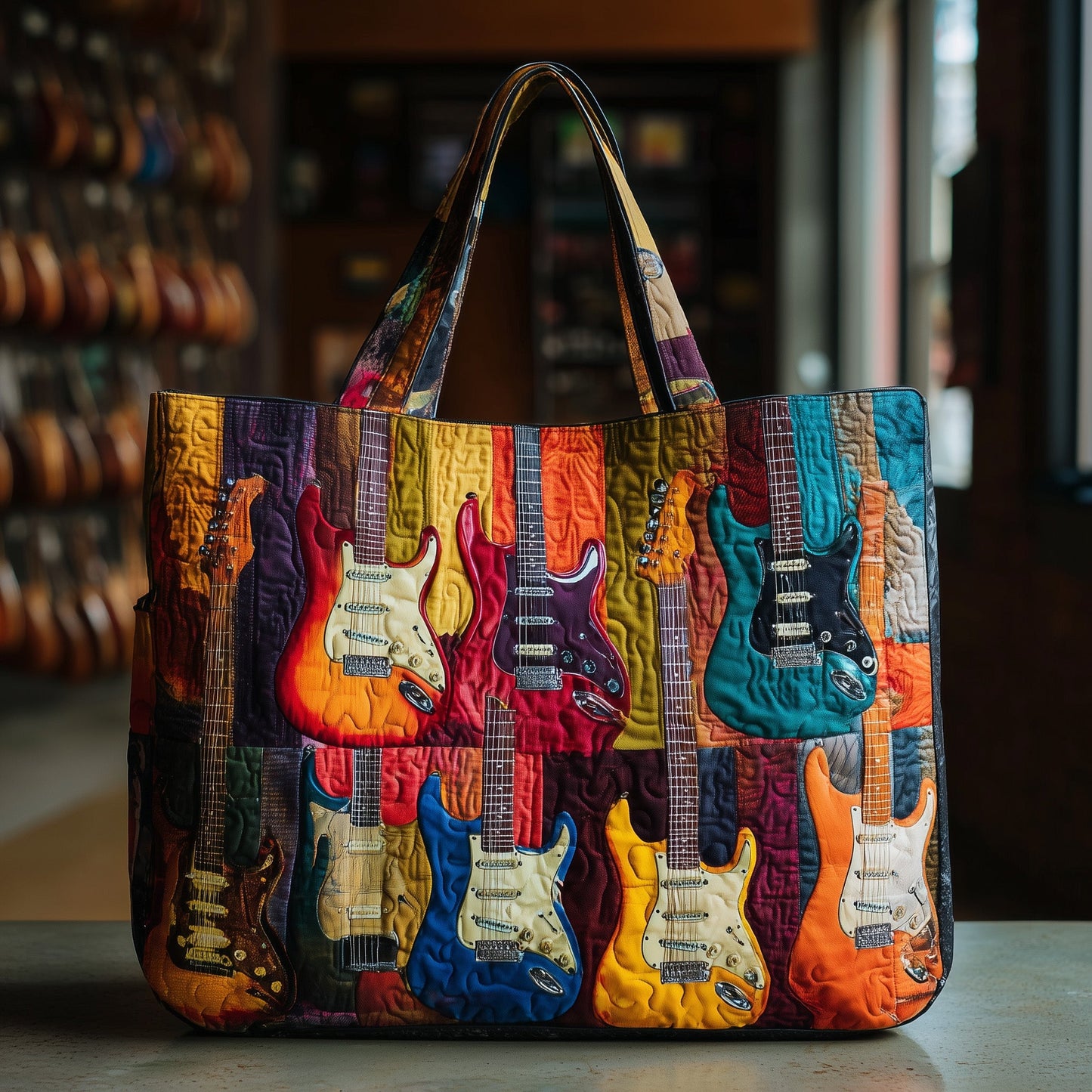 Guitar Sunshine Quilted Tote Bag GFTOTL3797