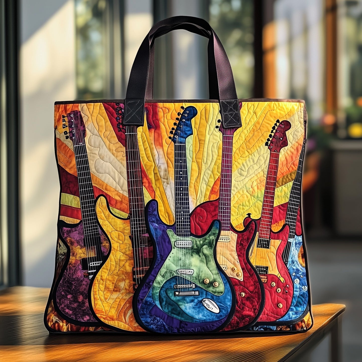 Guitar Sunshine Quilted Tote Bag GFTOTL3801
