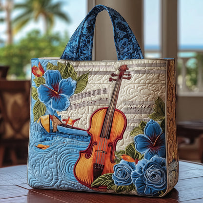 Elegant Violin Quilted Tote Bag GFTOTL3812