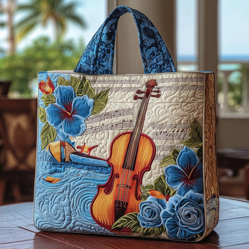 Elegant Violin Quilted Tote Bag GFTOTL3812