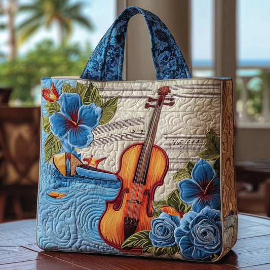 Elegant Violin Quilted Tote Bag GFTOTL3812
