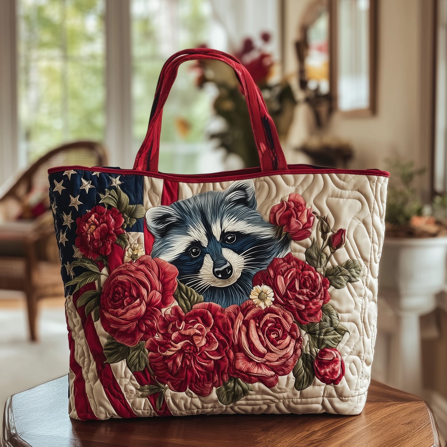 Red White and Feral Quilted Tote Bag GFTOTL3814