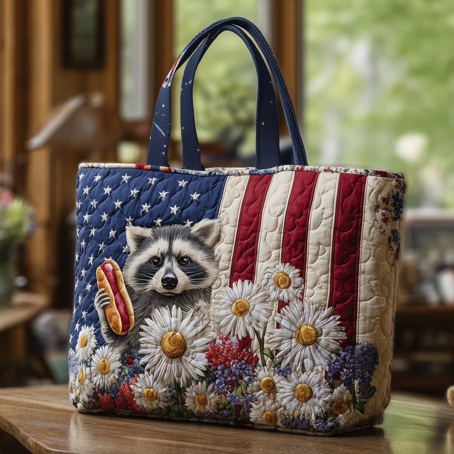 Red White and Feral Quilted Tote Bag GFTOTL3815