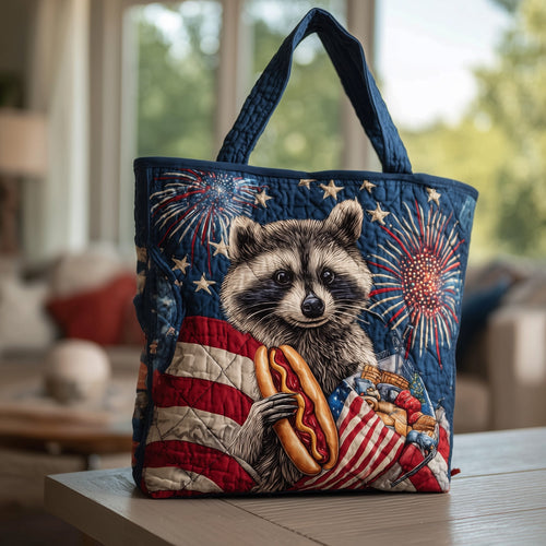 Freedom Raccoon Quilted Tote Bag GFTOTL3820