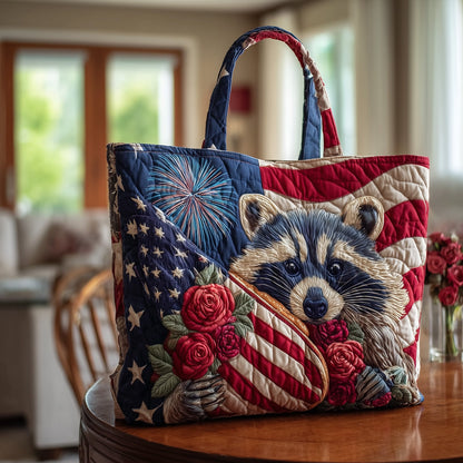 Patritotic Raccoon Quilted Tote Bag GFTOTL3824