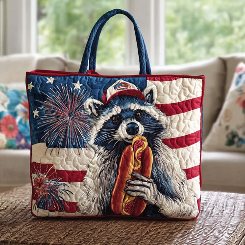 Patritotic Raccoon Quilted Tote Bag GFTOTL3826