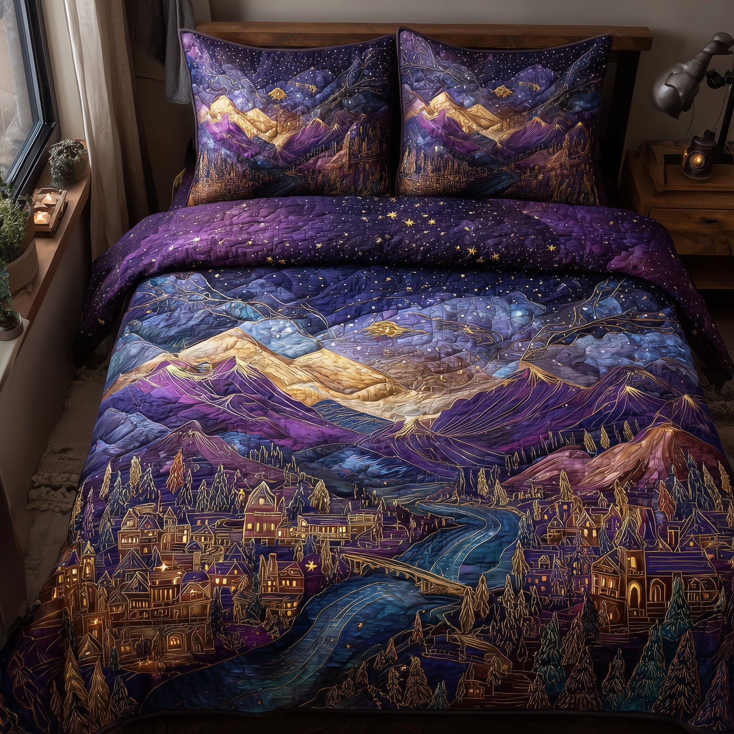 Night Court City of Starlight 3-Piece Quilted Bedding Set GFTOTL3939